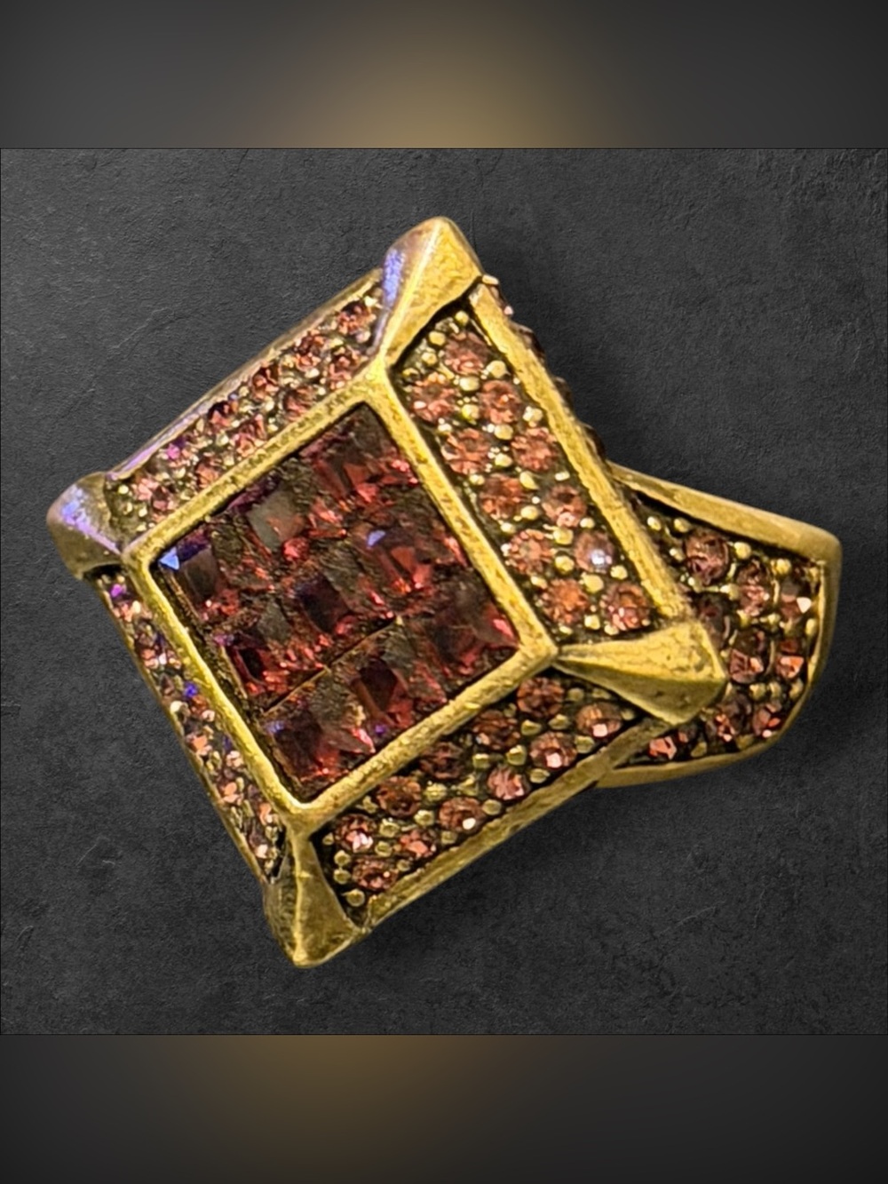 Heidi Daus Gold-Tone Ring with Raspberry Pink Crystals